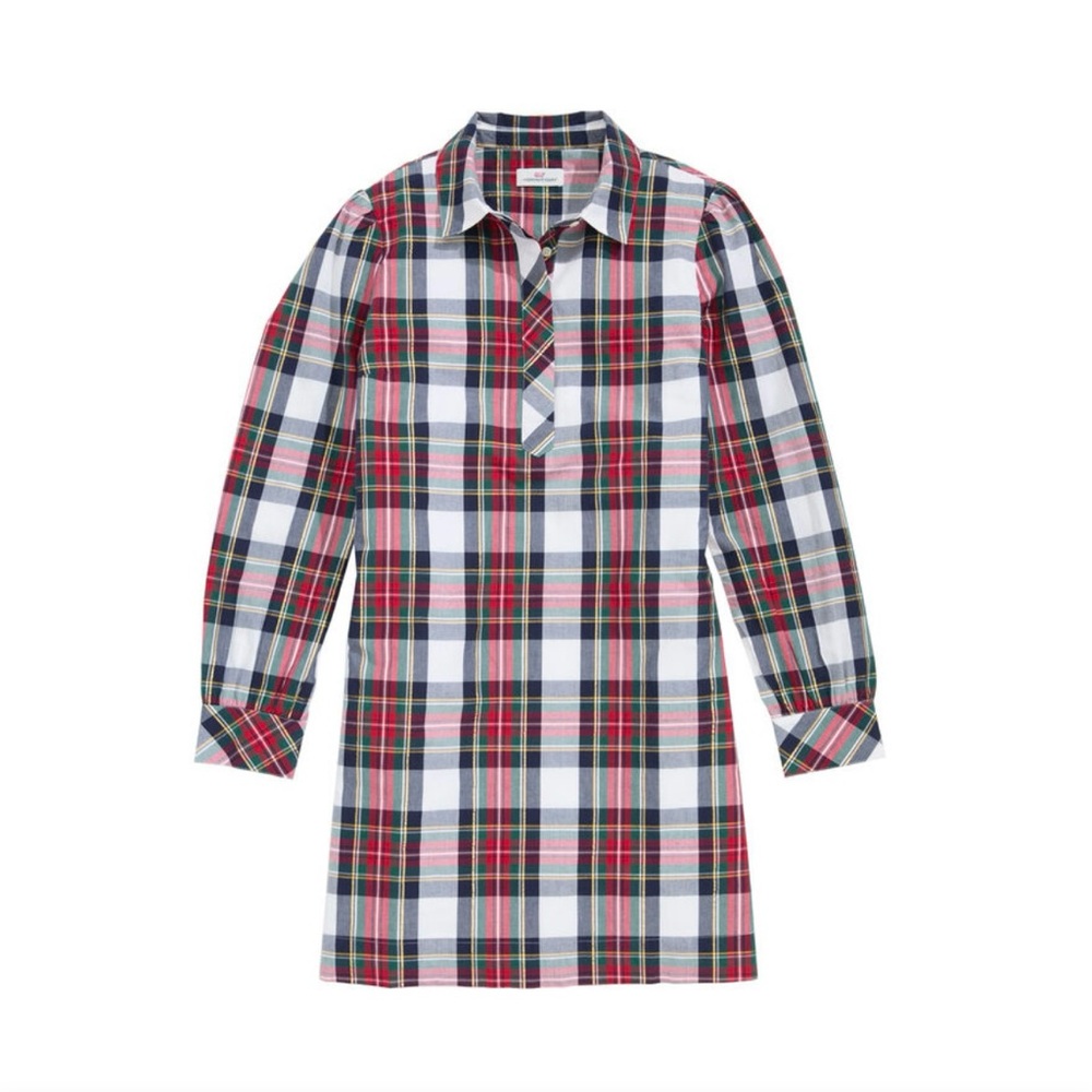 Vineyard Vines- Plaid Tartan Collared Shirt Dress, Size Medium